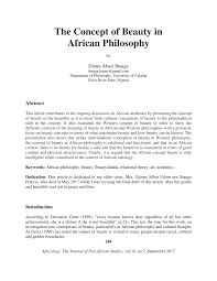 African aesthetics means the african artistic expressions and beauty standards. Pdf The Concept Of Beauty In African Philosophy