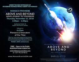 Rentals include 30 days to start watching this video and 3 days to finish once started. Ssi Monaco Monaco Premiere Above And Beyond Nasa S Journey To Tomorrow