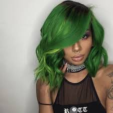 Black And Green Bob Wig Pin On Hair