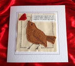 Handmade Romantic Birthday Card For Lover Bird Lovers Valentine Card Romantic Applique Love Card For Husband Boyfriend Valentine Card With Love Husband Birthday Card Fabric Cards Love Birthday Cards