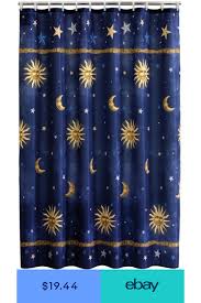 Shower Curtain Blue Celestial Sun Moon Stars Fabric Bathroom Decor 70 X 71 Fabric Shower Curtains Curtains Moon Decor