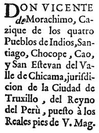Vicente Mora Chimo, de «Indio principal» a «Procurador General de los  Indios del Perú»: cambio de legitimidad del poder autóctono a principios  del siglo XVIII