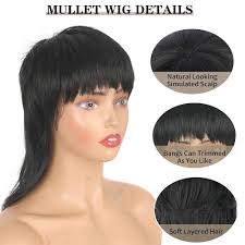 Amazon.com : Liyouda Mullet Wolf Cut Wig with Bangs Layered Black Mullet  Wig Short Synthetic Mullet Wigs for Black Women Daily Party Cosplay Use :  Beauty & Personal Care