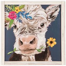 Cow With Flowers Wood Wall Decor Hobby Lobby 1643832 Cow Decor Cow Wall Art Canvas Wall Decor