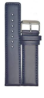 Kolet 20mm Plain Parallel Leather Watch Strap Band Navy