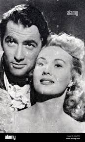 Film still from 'Captain Horatio Hornblower' starring Gregory Peck,  Virginia Mayo, Robert Beatty, and Christopher Lee Stock Photo