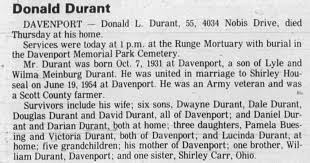Donald Lloyd Durant (1931-1986): homenaje de Find a Grave