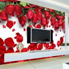 The best quality and size only with us! Wellyu Custom Wallpaper 3d Murals Oboi Beautiful Romantic Love Red Rose Flower Petals Tv Background Wall Papers Home Decor Mural Wallpapers Aliexpress