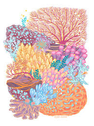 Coral Reef Art 9x12 Print Ocean Marine Art Gift Etsy Coral Reef Art Coral Drawing Coral Art