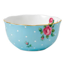 Pink roses traditionally have a meaning of friendship, and so there's no better way to honour the company of good friends than by serving tea to them than for help and help and advice on replacing or collecting royal albert polka rose call us on 01926 512402, or for general information on buying. Royal Albert Polka Blue Bowl 11cm Royal Doulton Outlet