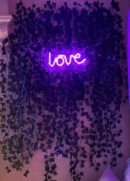 Vine Wall With Neon Sign Neon Sign Bedroom Flower Bedroom Neon Lights Bedroom