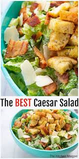 This Homemade Classic Caesar Salad Has A Homemade Creamy Caesar Dressing That Uses Anchovy Paste Mayo Parme Caesar Salad Anchovy Recipes Classic Caesar Salad