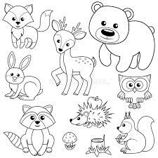 Woodland nursery wall art with fox, beaver, raccoon, bear, hedgehog, deer and owl. Forest Animals Fox Bear Raccon Hare Deer Owl Hedgehog Squirrel Agaric And Tree Stump Black And White Vector Illustration Stock Vector Illustration Of Book Squirrel 94141677