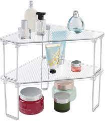 Check spelling or type a new query. Buy Mdesign Corner Plastic Metal Freestanding Stackable Organizer Shelf For Bathroom Vanity Countertop Or Cabinet For Storing Cosmetics Toiletries Facial Wipes Tissues Clear Chrome Online In Taiwan B01cgyxdow