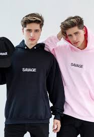Pink Black Savage Hoodie Martinez Twins Martinez Twins Emilio Twins Posing