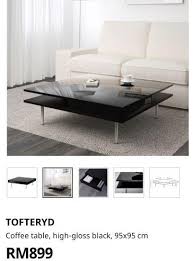 Tofteryd coffee table high gloss white. Reduced Price Ikea Tofteryd Coffee Gloss Black 95x95cm Home Furniture Furniture On Carousell