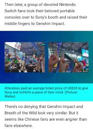 Devoted Chinese Nintendo Fans Shows Middle Finger To Genshin Impact Accused Of Copying Zelda Gaming