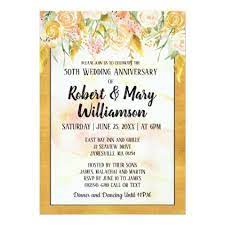 Gold Floral 50th Wedding Anniversary Invitation Zazzle Com Anniversary Invitations 50th Wedding Anniversary Invitations Wedding Anniversary Invitations