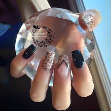 Black And Rose Gold Nails Coffin Black Gold Nails Gold Nails Square Nails Beautiful Nails