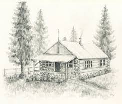 Little Log Cabin Pencil Drawing Landscape Pencil Drawings Cabin Art Cool Landscapes