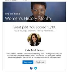 Get free bing quizzes list now and use bing quizzes list immediately to get % off or $ off or free shipping. Celebrating International Women S Day Windows Experience Blog