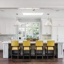 A kitchen cart not only provides additional space for your kitchen storage needs, it also enhances the look of your kitchen. Light Gray Kitchen Island With Yellow Leather Counter Stools Grey Kitchen Island Leather Counter Stools Light Grey Kitchens