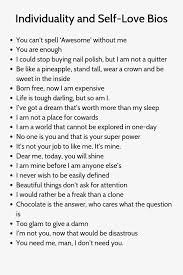 Individuality And Self Love Bios Funny Instagram Captions Instagram Captions Clever Witty Instagram Captions We've got the most savage instagram captions compiled for you, featuring mean girls, the kardashians and other iconic quotes you'll love. individuality and self love bios