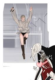 general grievous, obi-wan kenobi, star wars, star wars: revenge of the  sith, brown footwear, highres, 2boys, beard, black cape, blonde hair,  boots, bulging eyes, cape, careliplipcare, energy sword, english text, eye  pop,