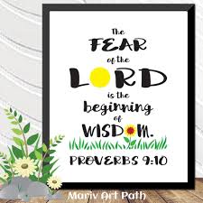  The Fear Of The Lord Is The Beginning Of Wisdom Proverbs 9 10 Etsy Fear Of The Lord Printable Scripture Art Bible Verse Art