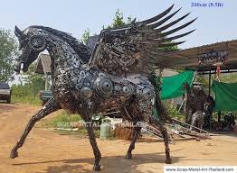 This artwork has been was designed by famous metal sculptor nicholas yust, specializing in abstract metal art and modern feng shui. Pegasus Statues For Sale Life Size Metal Pegasus Sculptures Metal Art From Thailand