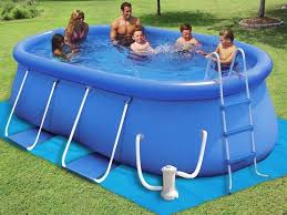 Backyard Ocean S 15 Ft X 9ft X 42in 3 5 Ft High Float To Fill Ring Pool Set Will Quickly Bring Endless Oval Pool Swimming Pools Backyard Oval Swimming Pool