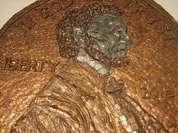 How to display travel coins as art. Pennies Make Up A Giant Penny By Ted Stanke Coin Art Art Art Display