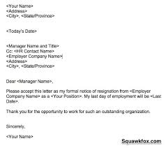Here is a resignation letter template you can fill in with your personal details. A Short Resignation Letter Example That Gets The Job Done Squawkfox
