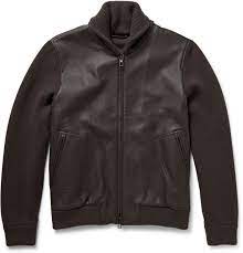 5 365 Loro Piana Shawl Collar Leather And Baby Cashmere Bomber Jacket Brown Leather Bomber Jacket Leather Jacket Men Leather Jacket Style