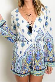 People Outfitter Blue Paisley Romper From New York Shoptiques