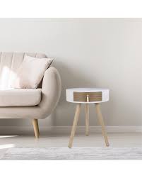 $9/month with 60 months financing*. White Round Wood Bedside Table With Drawer