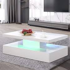 Ships free orders over $39. Modern Glossy Coffee Table W Led Lighting Contemporary Rectangle Design Living Room Furniture White Walmart Com Walmart Com