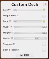 It is very simple now, but i believe that it could easily be implemented into a card game program of some sort. Custom Deck Tabletop Simulator Knowledge Base