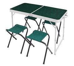 Quechua Camping Hiking Table For 4 Persons With 4 Seats Green 39 99 Folding Camping Table Camping Table Table