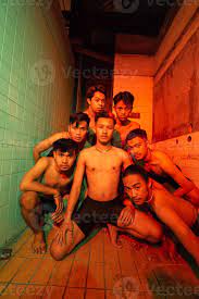 un grupo de desnudo gays son reunión y posando con su amigos mientras  celebrando mundo gay día 20443849 Foto de stock en Vecteezy