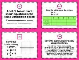 Solving Systems Of Equations Task Cards In 2020 Middle School Math Resources Teaching Expressions Math Word Walls