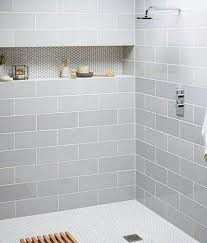 Light Gray Large Subway Would Look Good With 8 Hex Floor Bathroom Remodel Master Shower Alcove Bathroom Shower Tile