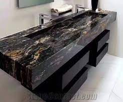 The built quality of the bathroom vanity is excellent with a top quality ceramic material with enamel. Black With Gold Granite Bathroom Vanity Top Bath Tops From China Stonecontact Com