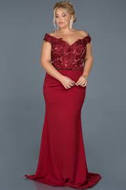 Bordo Uzun Kayik Yaka Cicekli Buyuk Beden Balik Abiye Abu965 Elbise Elbise Modelleri The Dress