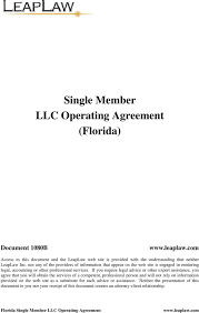 It is not a requirement in most states, but will be required by financial institutions when opening bank accounts and if the company is to ever receive a loan or investment. Florida Single Member Llc Operating Agreement Florida Pdf Free Download