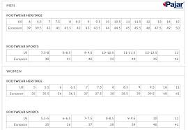 Pajar Size Chart Outdoor Equipped