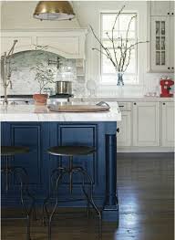 Kitchen With Deep Blue Island Blue Kitchen Island Kitchen Inspirations Kitchen Remodel