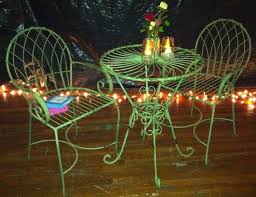 Addition of upholstered bench incorporates a generous helping of casually cool flair. Wrought Iron Table Chairs Sets