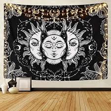 Black And White Wall Tapestry Amazon Sevenstars Sun And Moon Tapestry Burning Sun With Star Ta Https Www Amazon Com Dp B07 Sun And Moon Tapestry Moon Tapestry Mandala Tapestries Wall Hangings