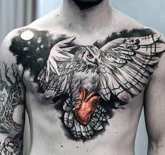 Bird Tattoos For Guys On Chest 40 Realistic Owl Tattoo Designs For Men Nocturnal Bird Ideas Chest Piece Tattoos Cool Chest Tattoos Badass Tattoos